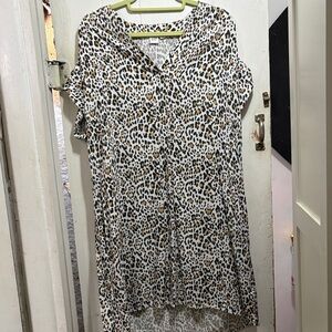 GAP Animal Print High Low Dress - Black, Brown, White